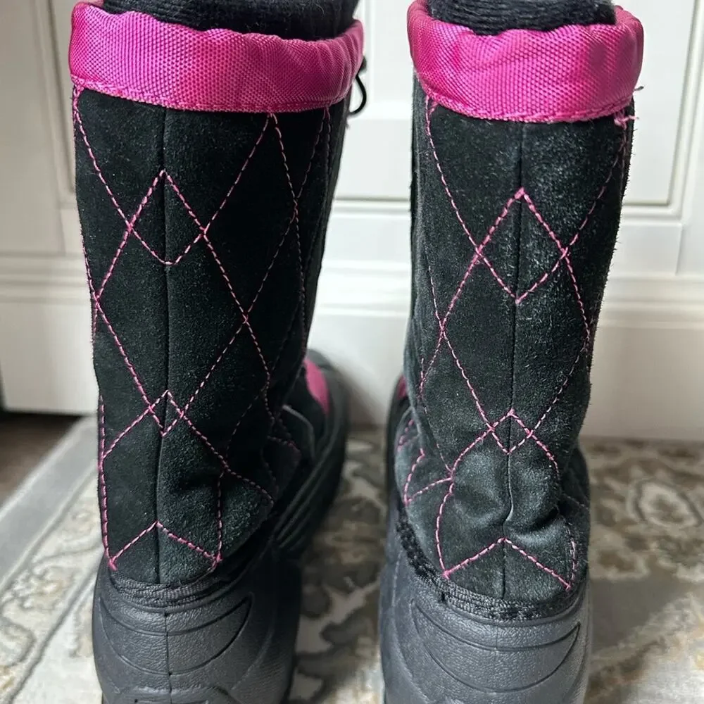 Totes Women’s Winter Snow Boots Pink Black Quilted Waterproof Size 5 M